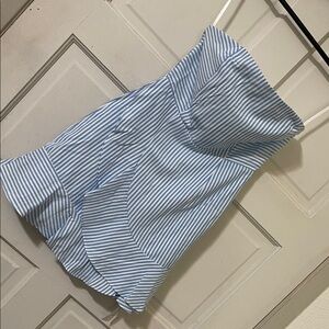 Superdown Blue and White Striped Backless Dress